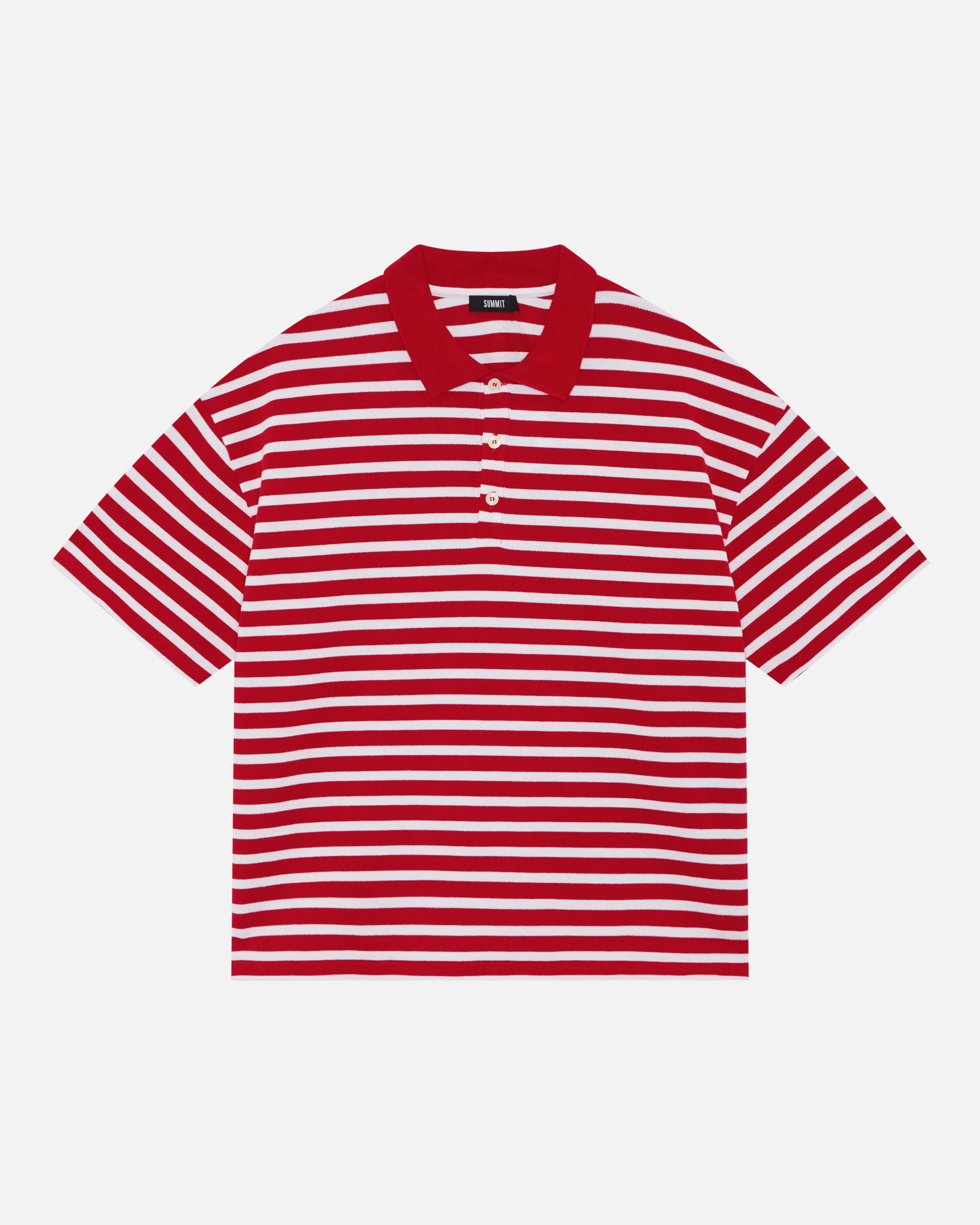 PIQUE SHORT SLEEVE POLO - RED STRIPE