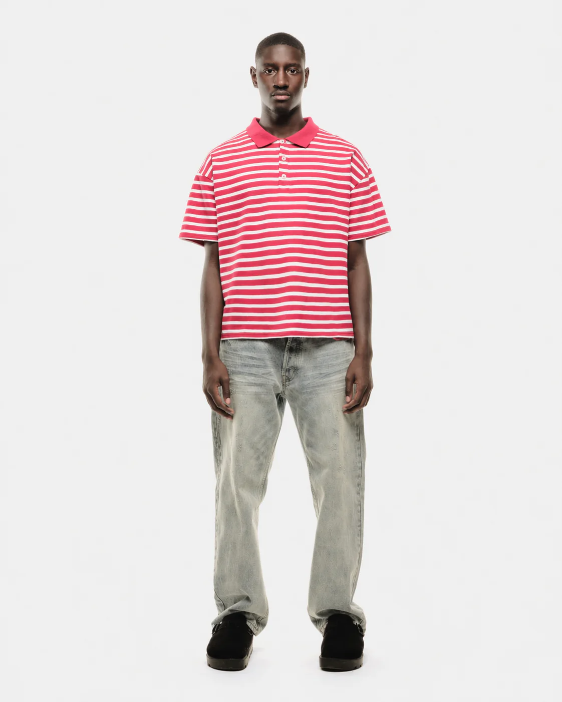 PIQUE SHORT SLEEVE POLO - RED STRIPE - Image 3