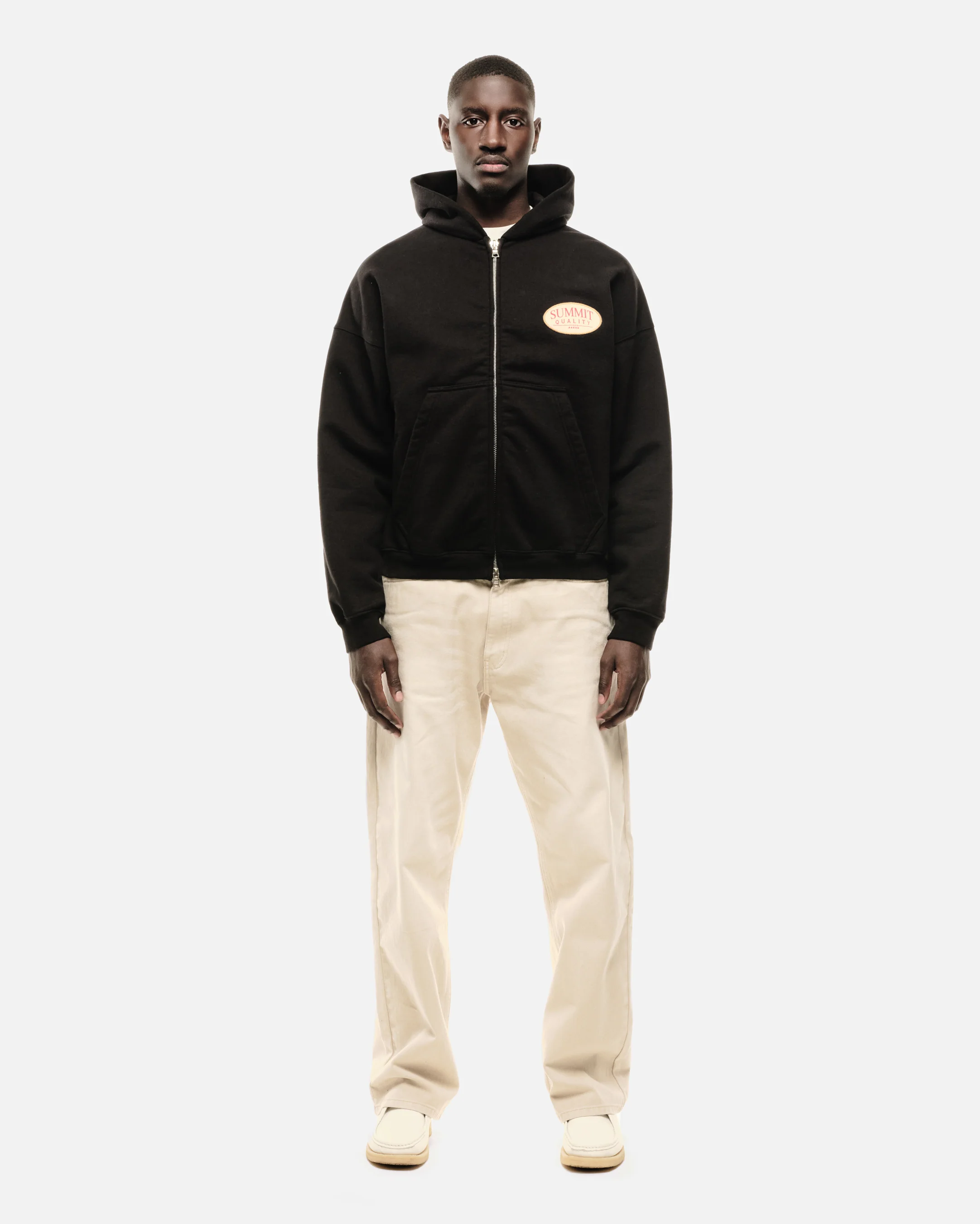 QUALITY GOODS ZIP HOODIE - BLACK - Image 3