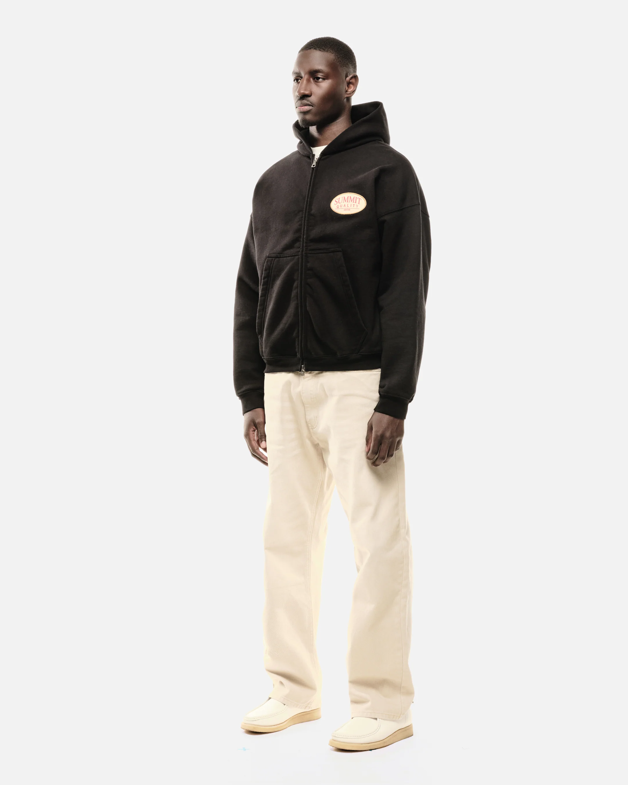 QUALITY GOODS ZIP HOODIE - BLACK - Image 5