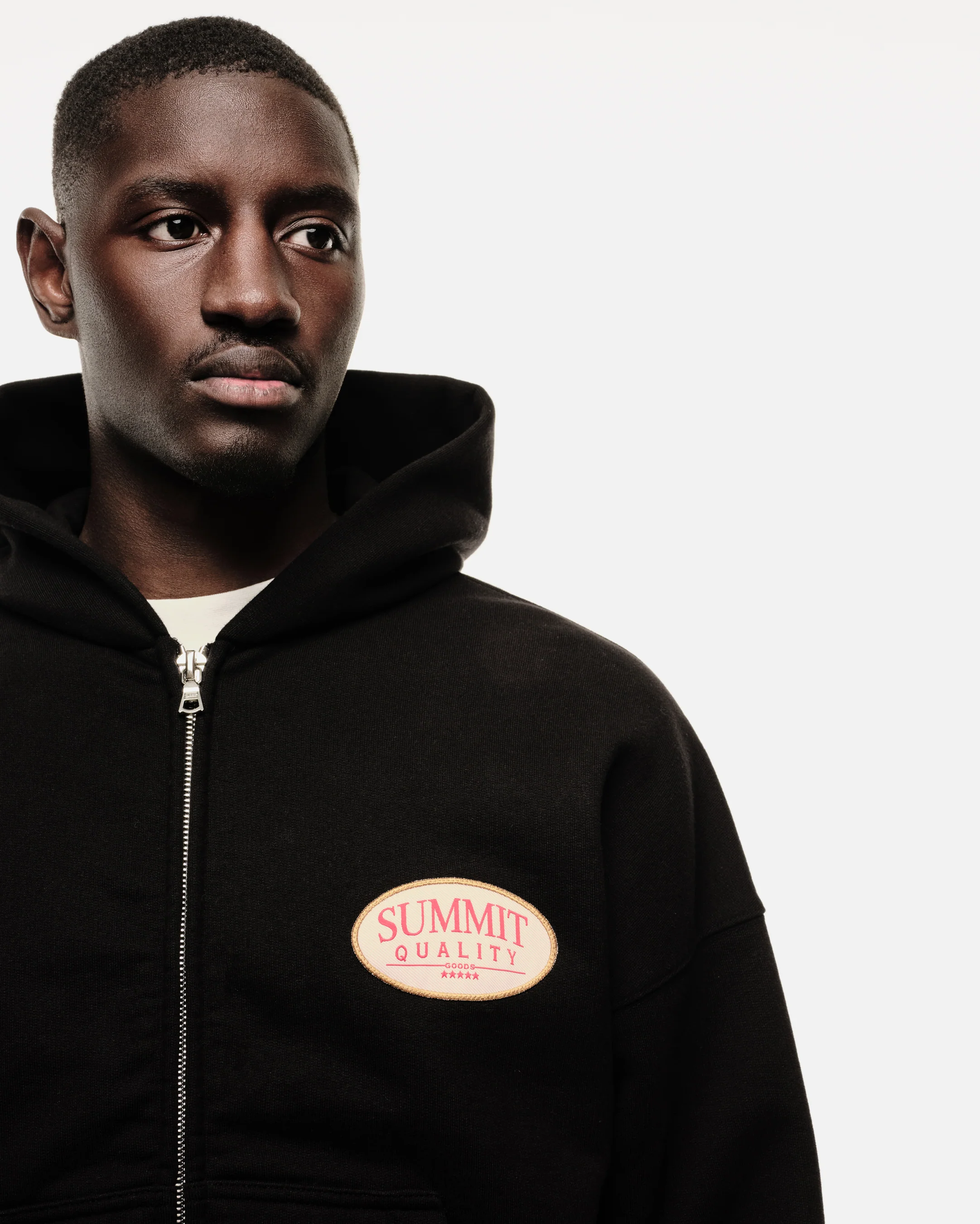 QUALITY GOODS ZIP HOODIE - BLACK - Image 6