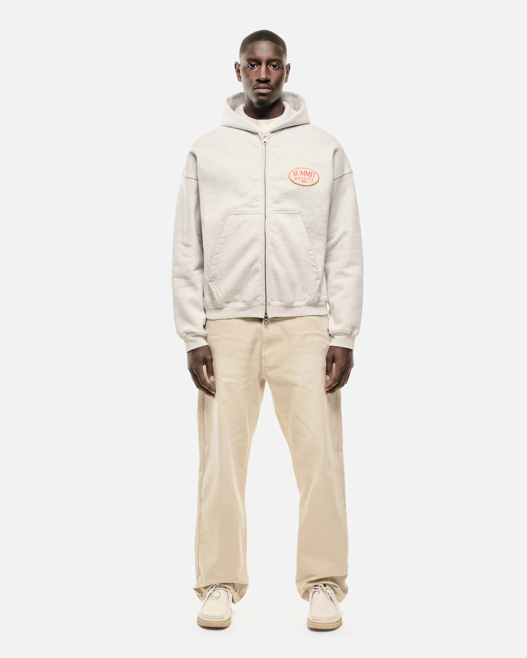QUALITY GOODS ZIP HOODIE - MARL GREY - Image 5