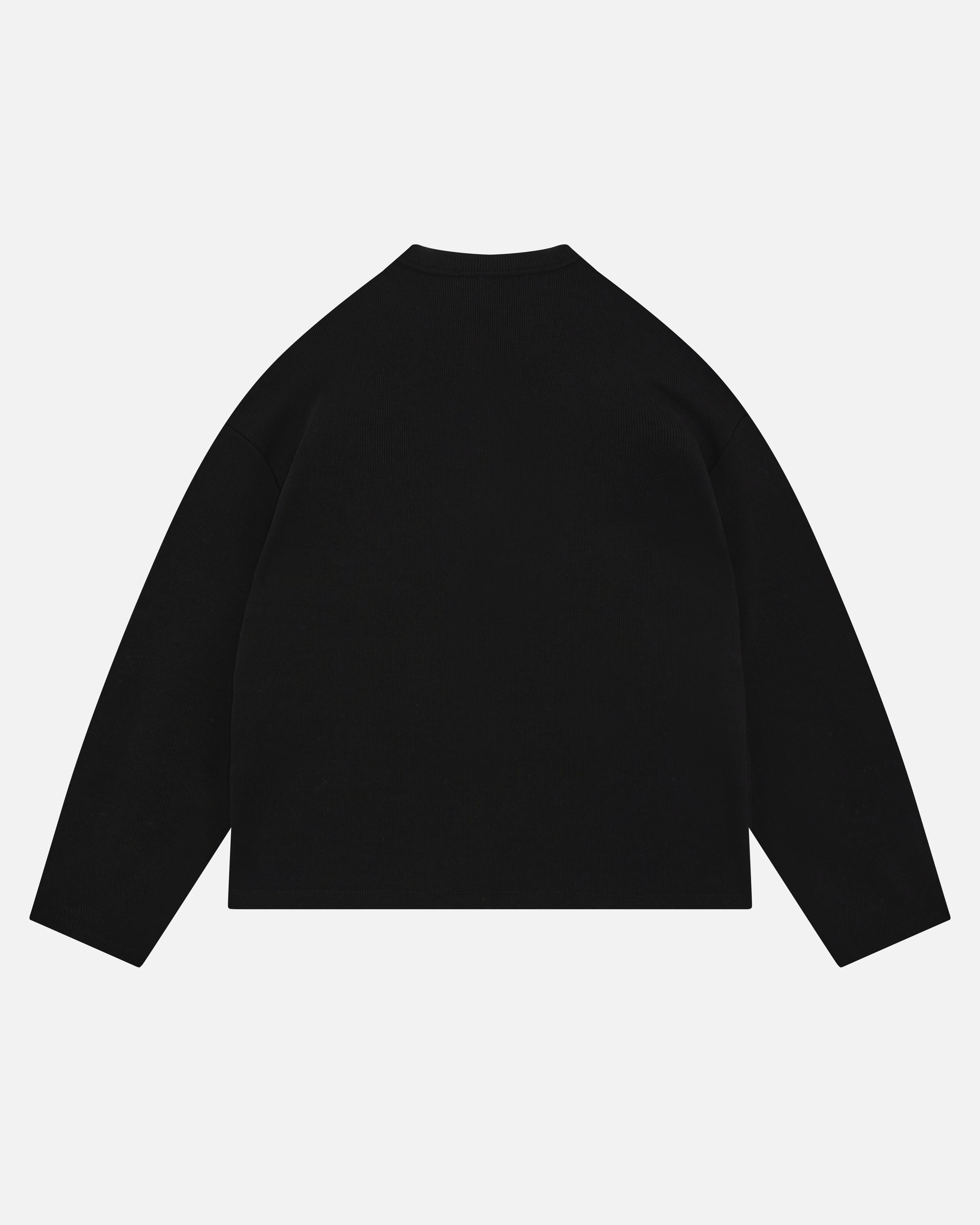 RIBBED HENLEY - BLACK - Image 2