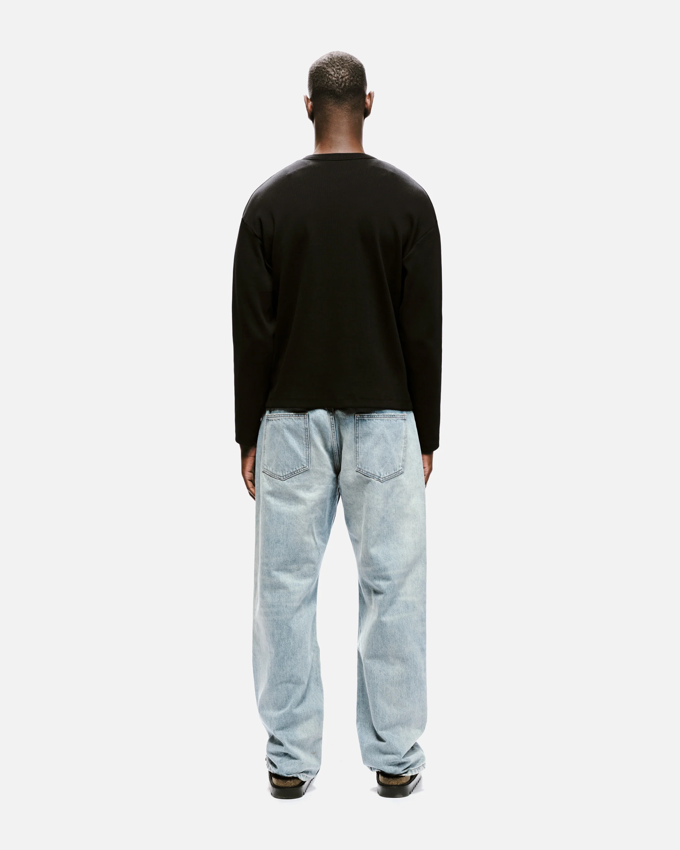 RIBBED HENLEY - BLACK - Image 5