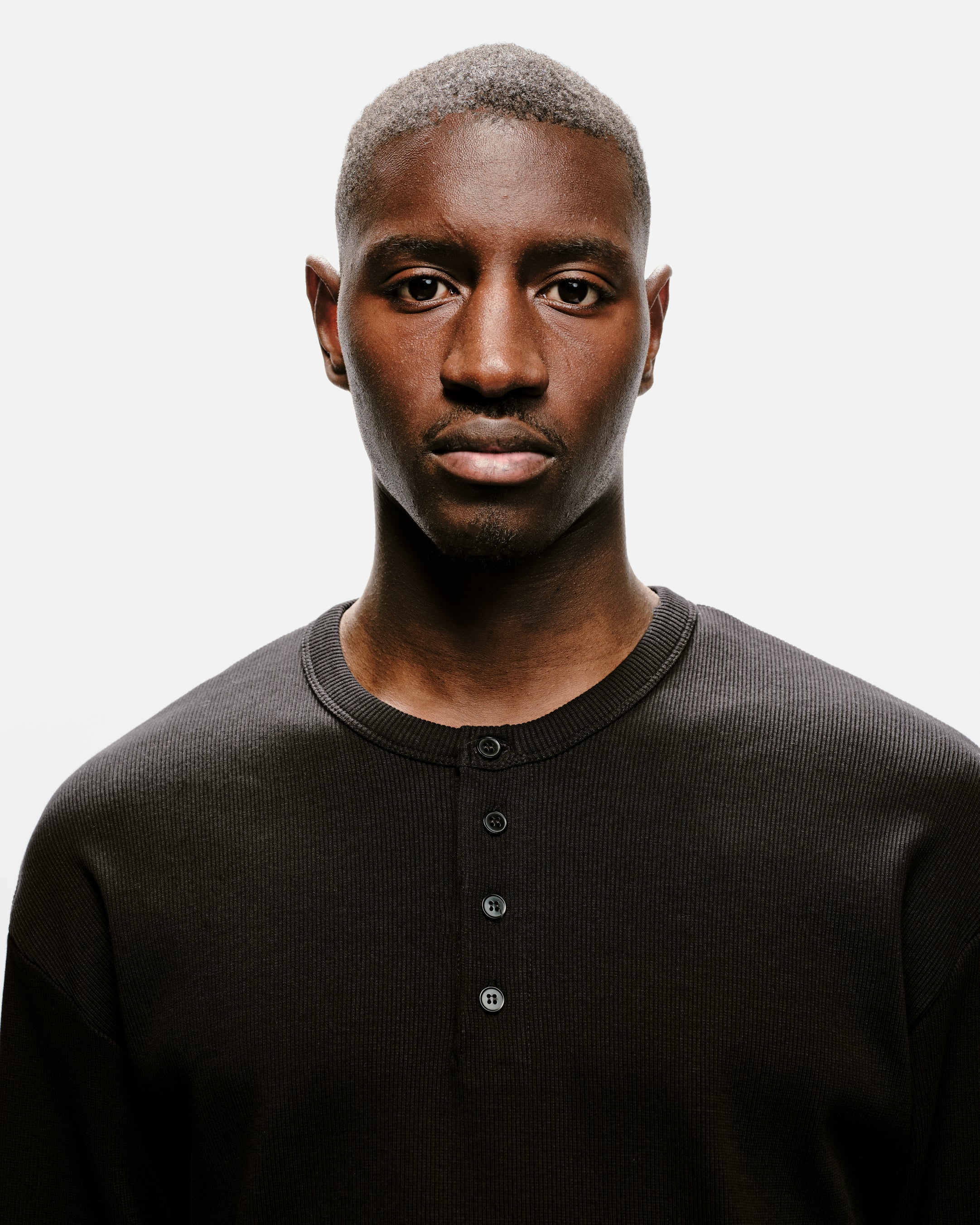 RIBBED HENLEY - BLACK - Image 6