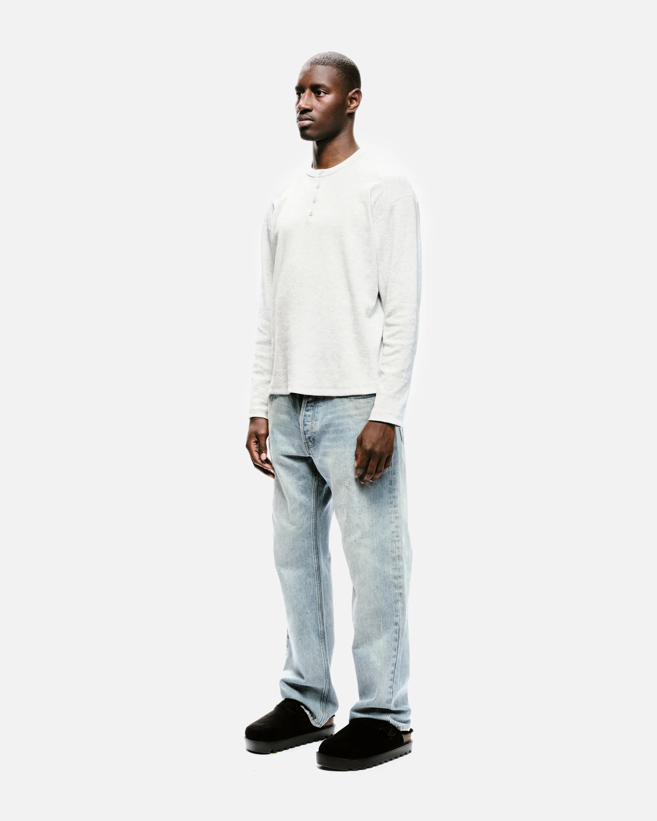 RIBBED HENLEY - MARL GREY - Image 4
