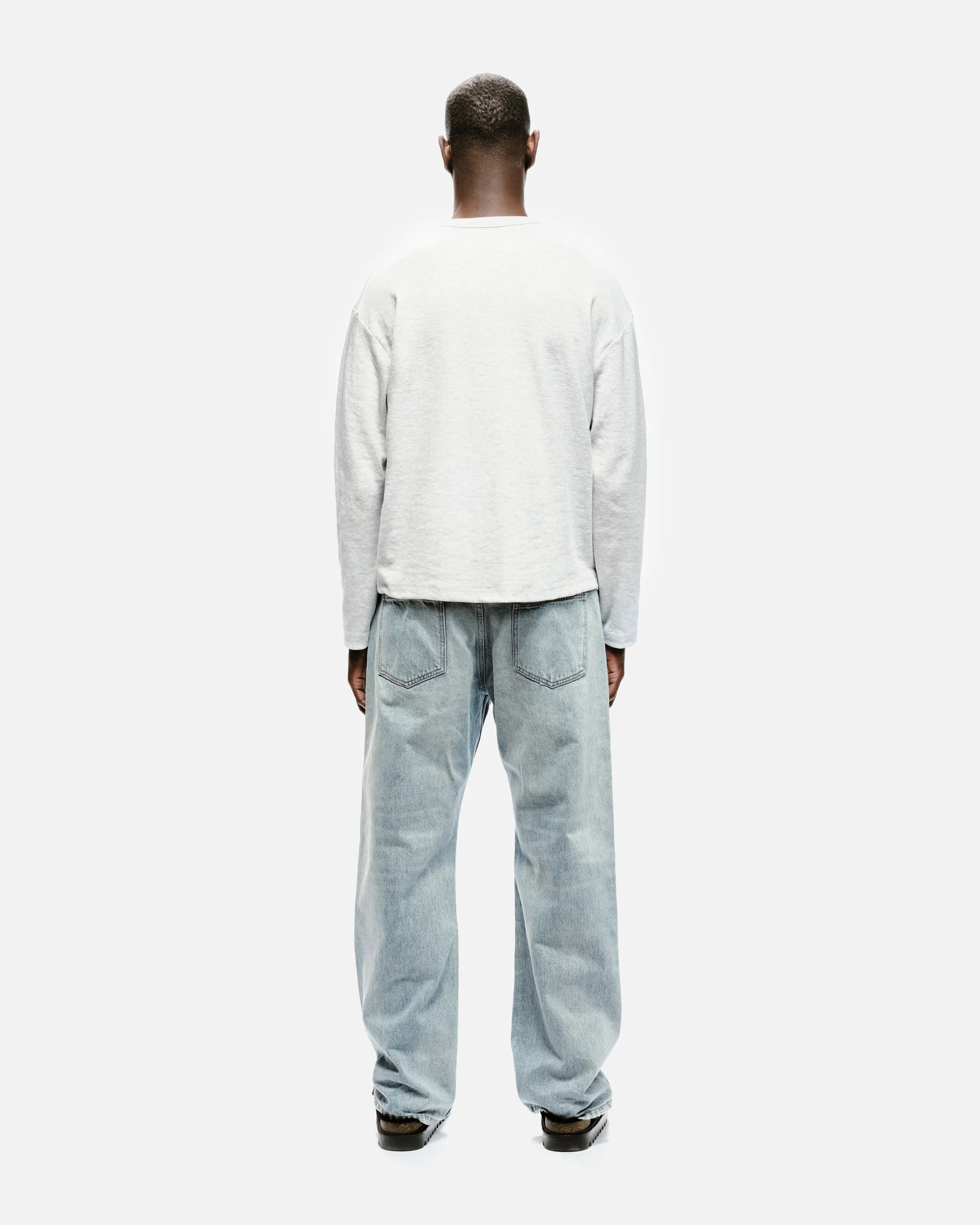 RIBBED HENLEY - MARL GREY - Image 5