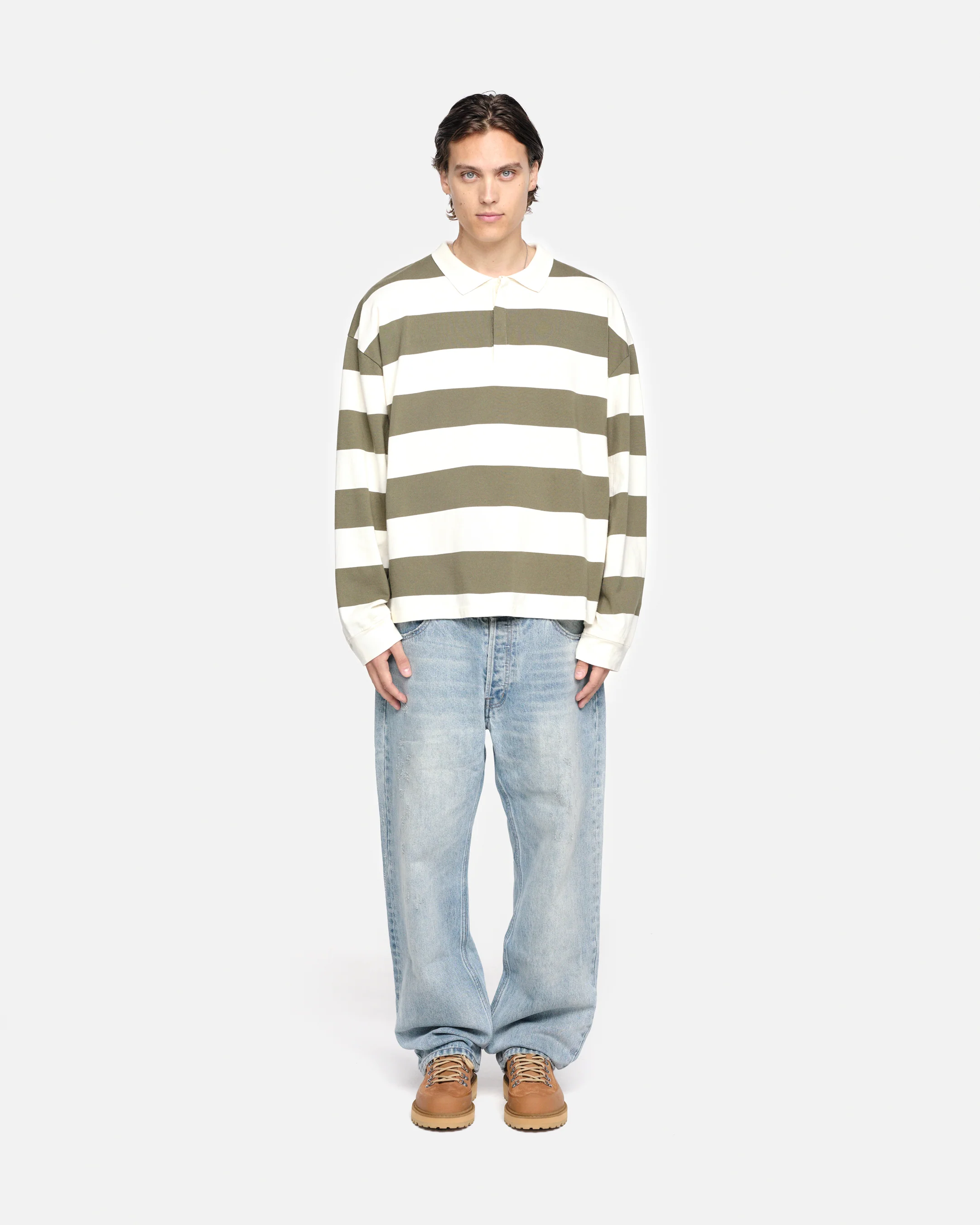 RUGBY POLO - OLIVE/CREAM - Image 3