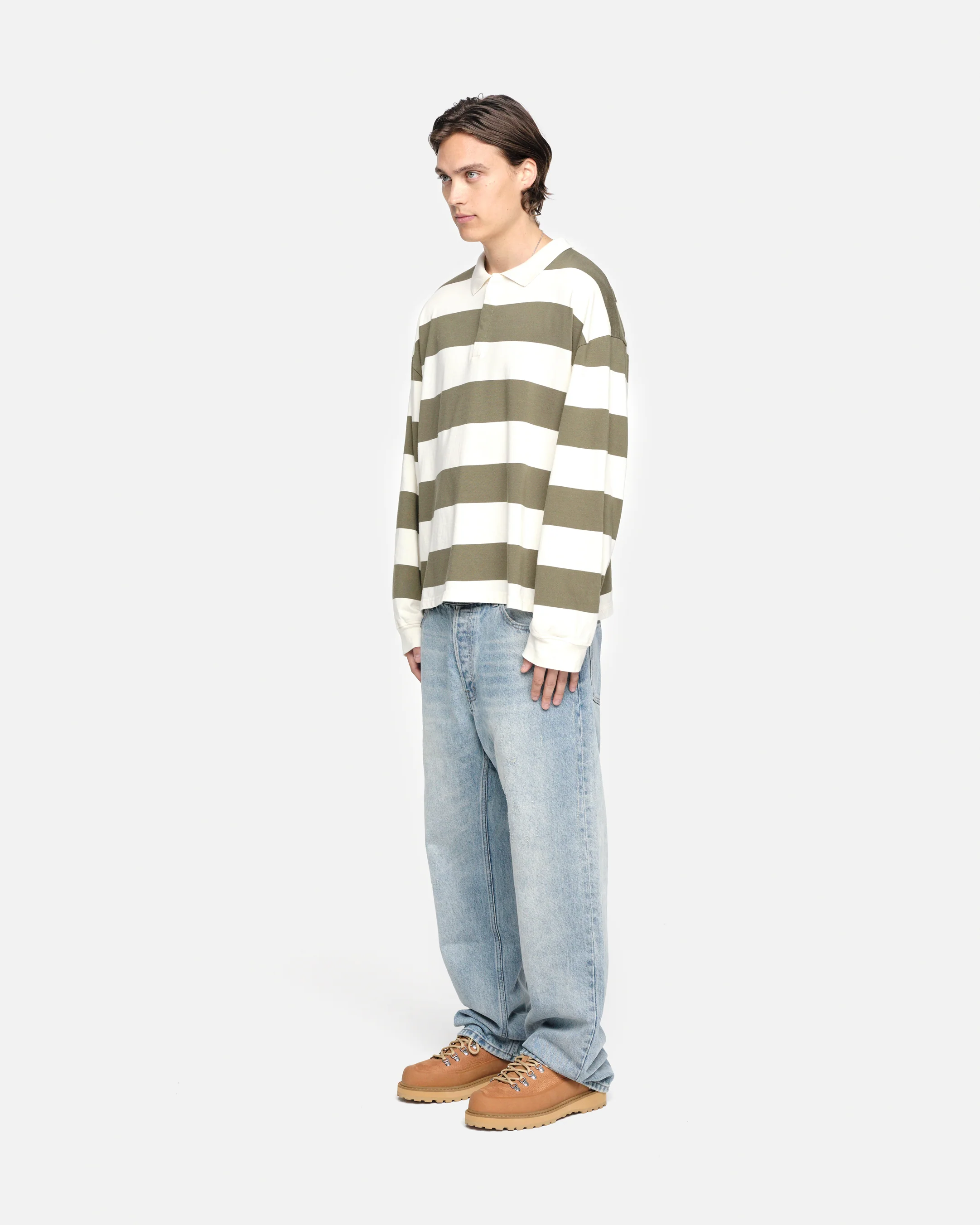 RUGBY POLO - OLIVE/CREAM - Image 4