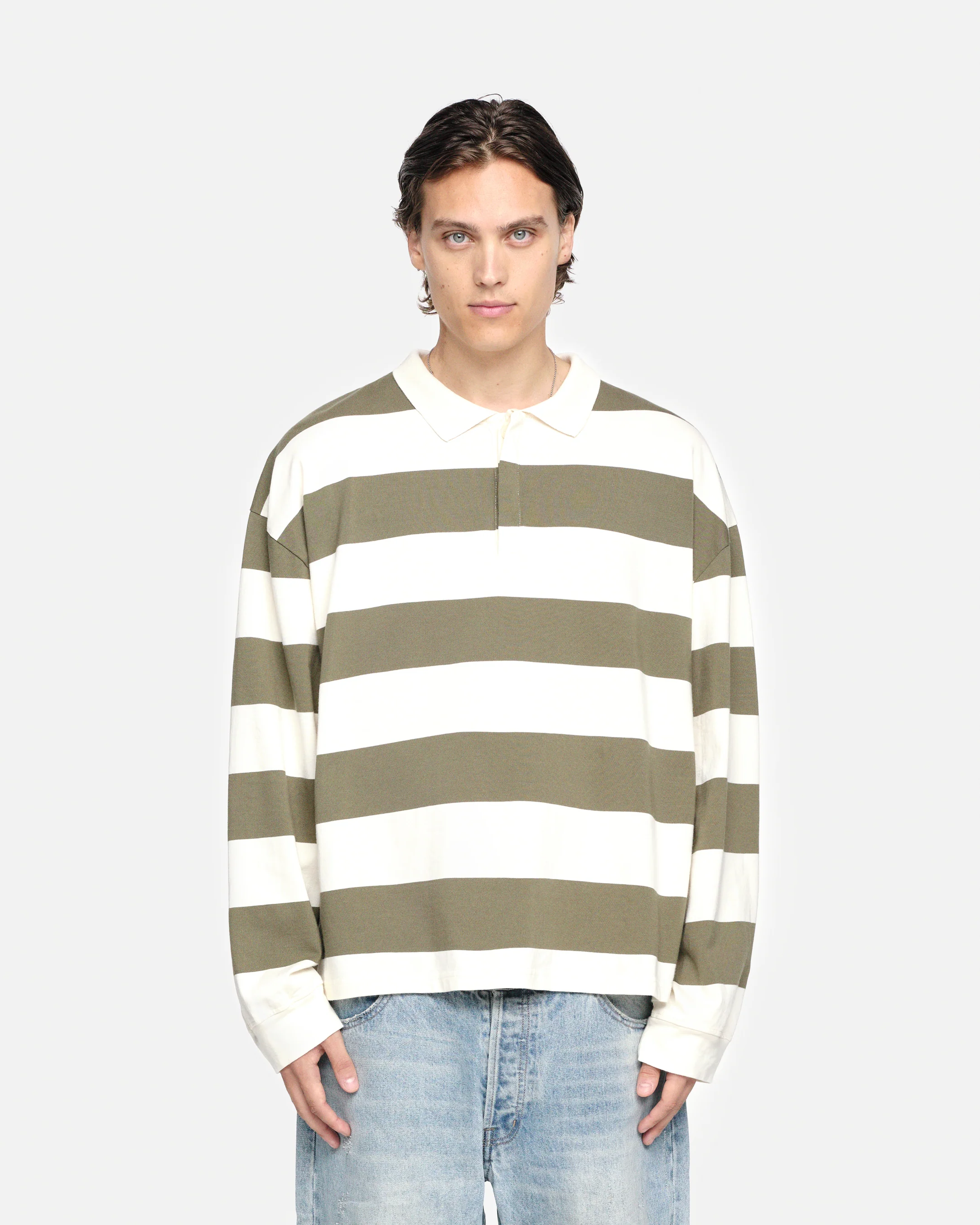 RUGBY POLO - OLIVE/CREAM - Image 6