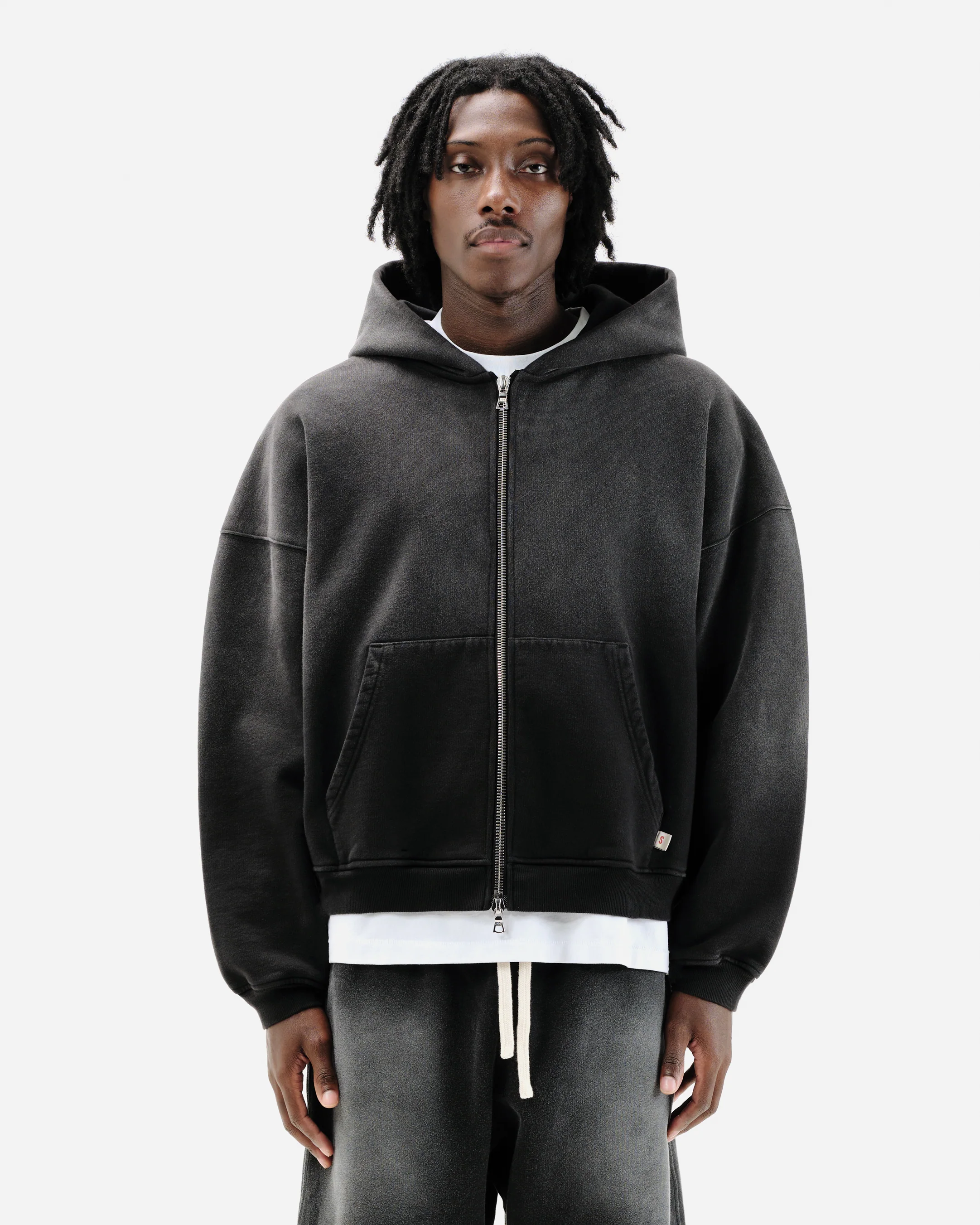 SUN FADE ZIP HOODIE - BLACK - Image 3