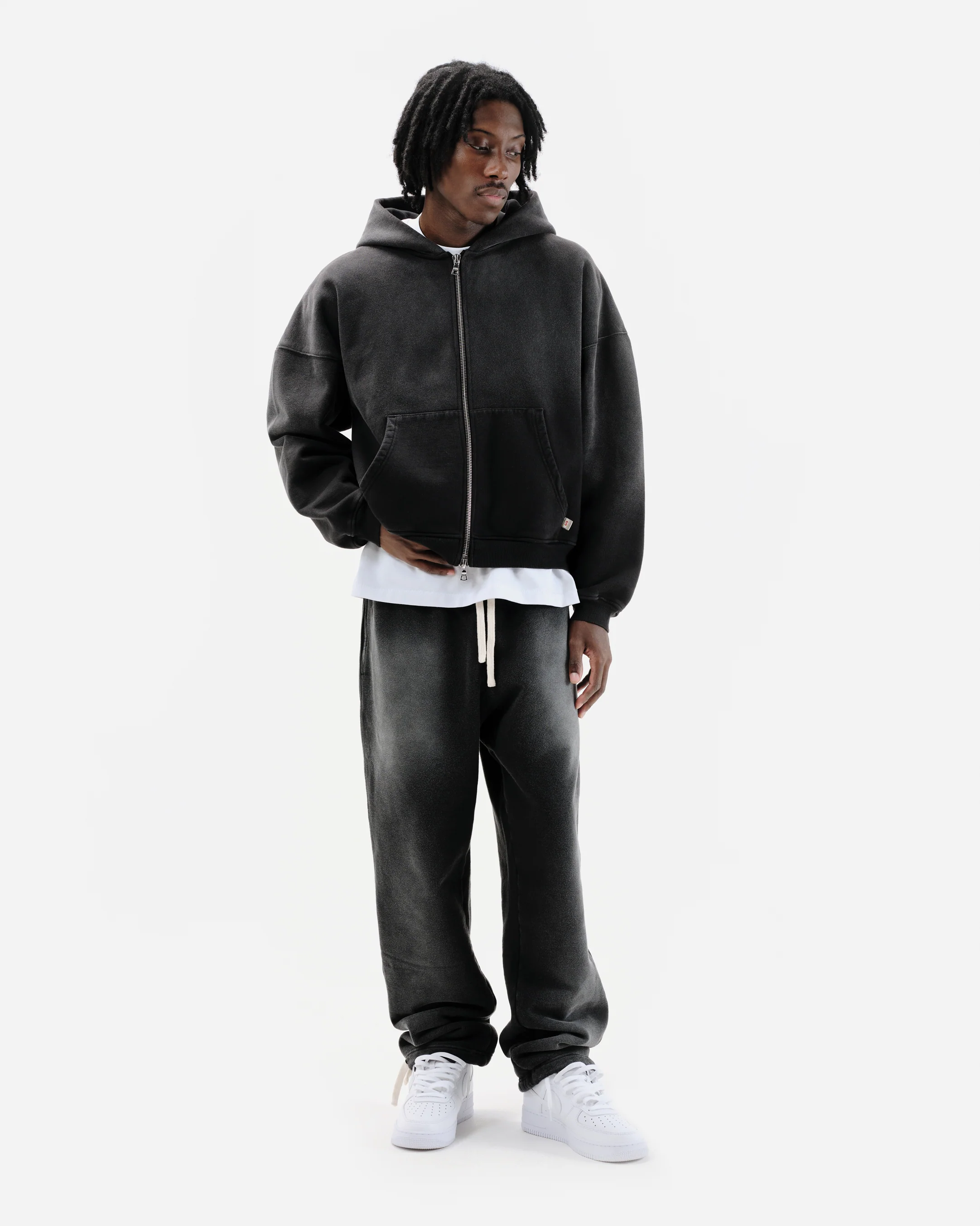 SUN FADE ZIP HOODIE - BLACK - Image 6