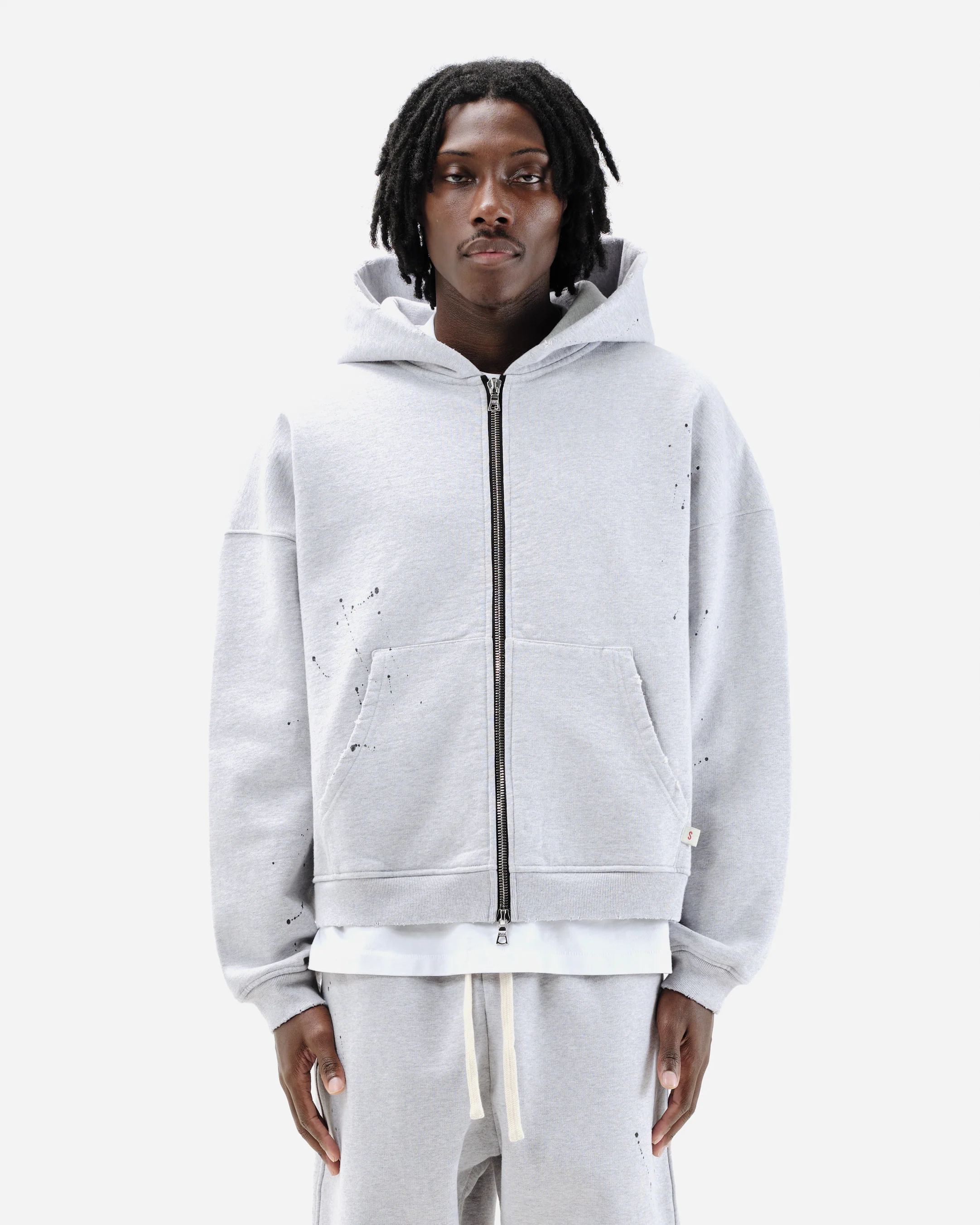 SUN FADE ZIP HOODIE - MARL GREY - Image 3