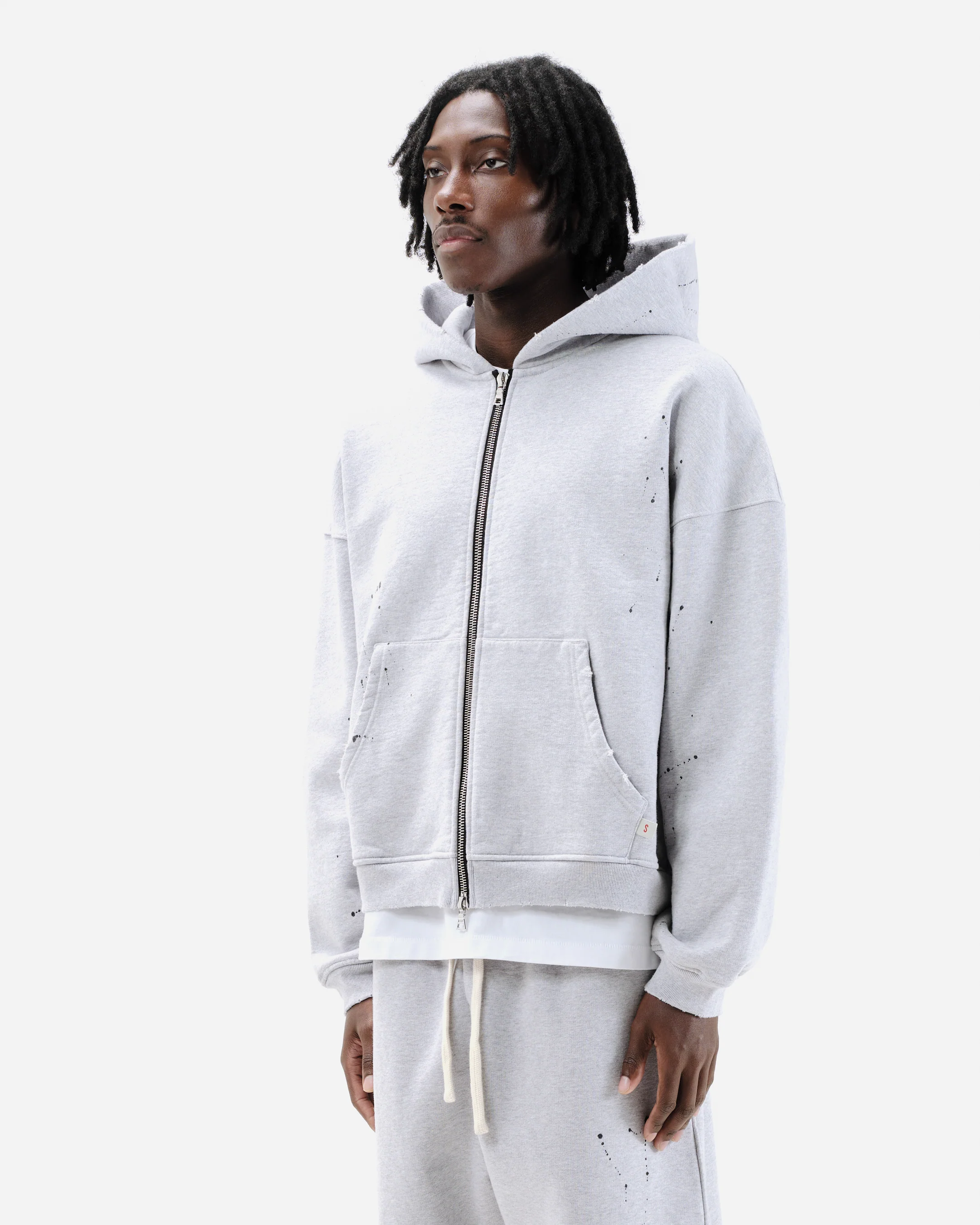 SUN FADE ZIP HOODIE - MARL GREY - Image 4
