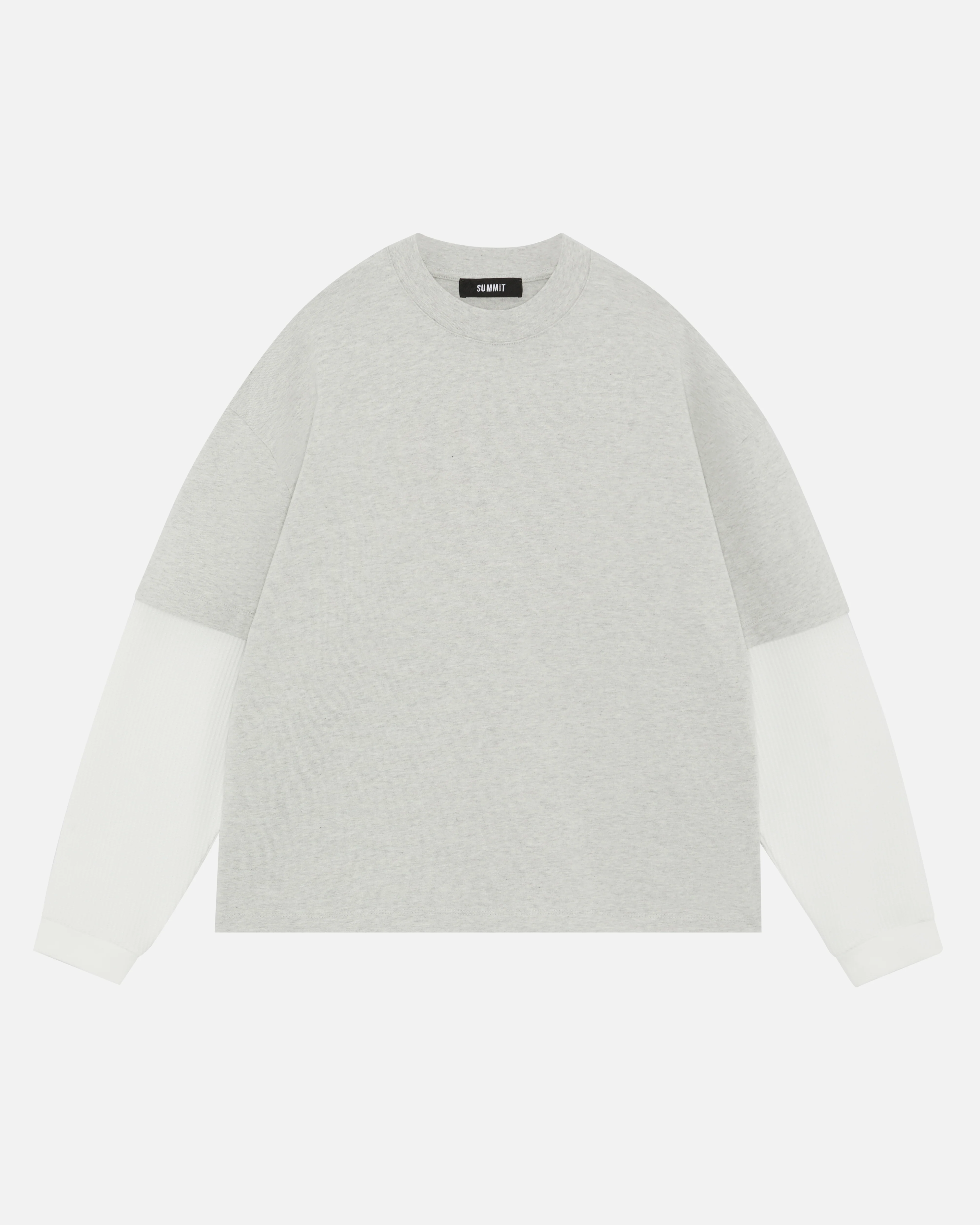 THERMAL LAYERED LONG SLEEVE T-SHIRT - MARL GREY