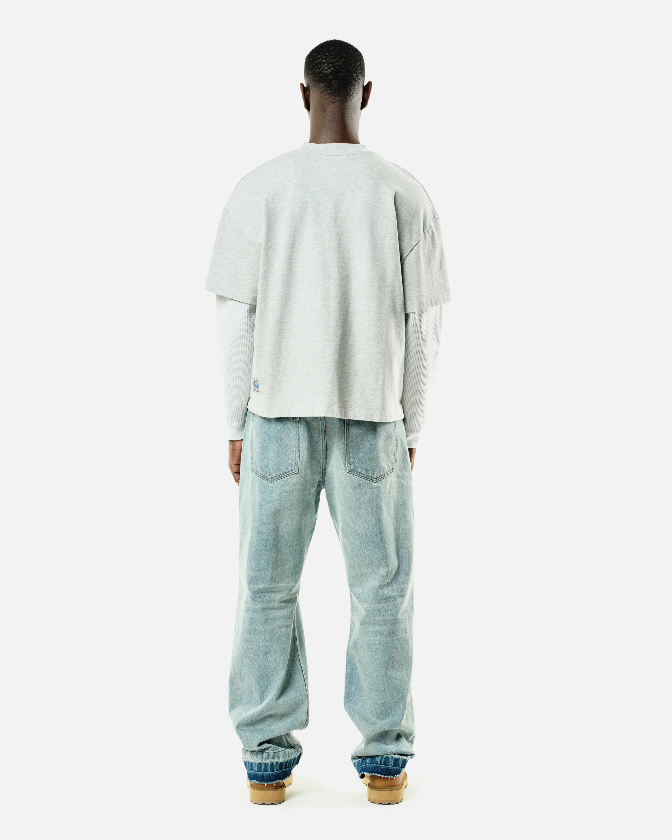 THERMAL LAYERED LONG SLEEVE T-SHIRT - MARL GREY - Image 5