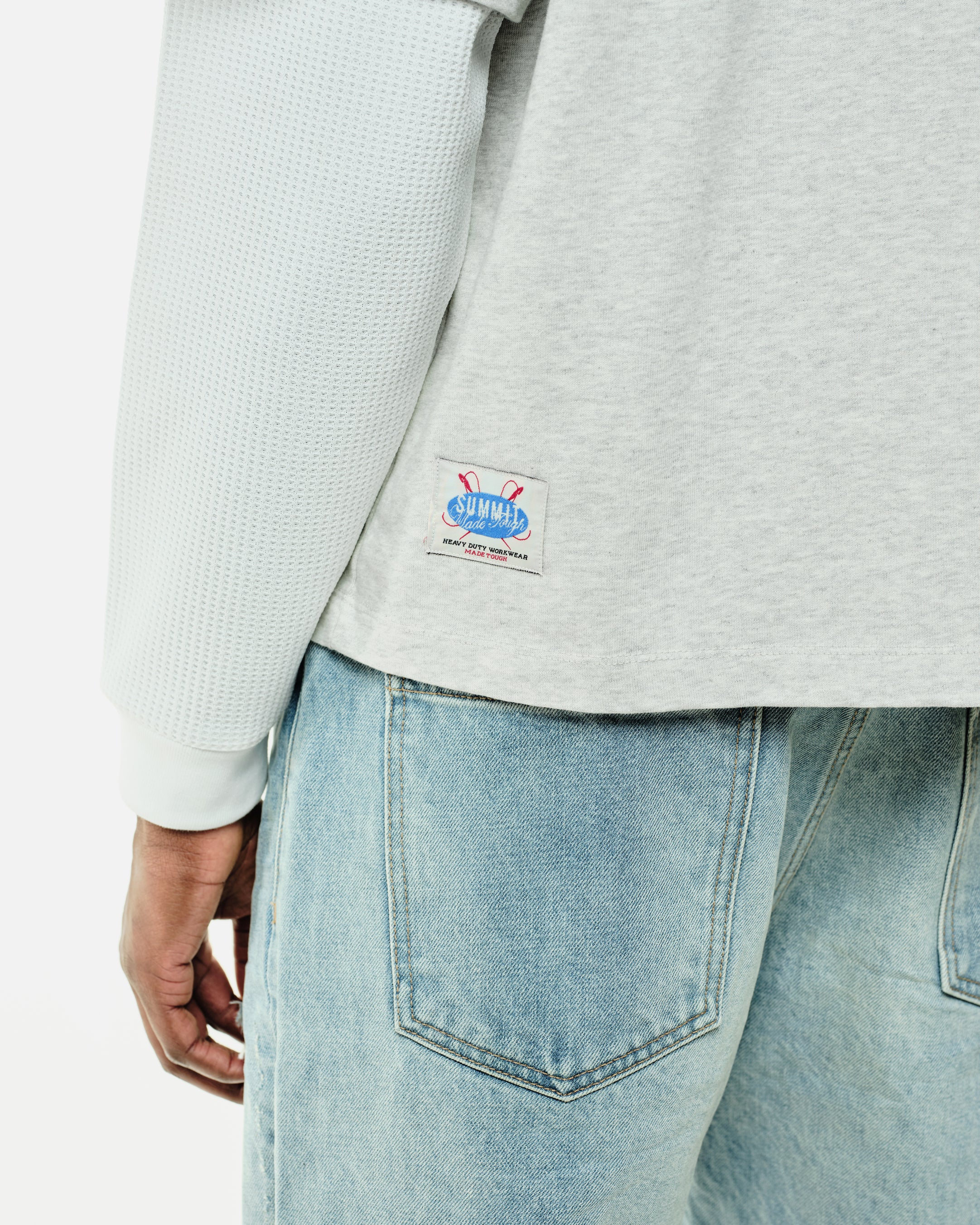 THERMAL LAYERED LONG SLEEVE T-SHIRT - MARL GREY - Image 7