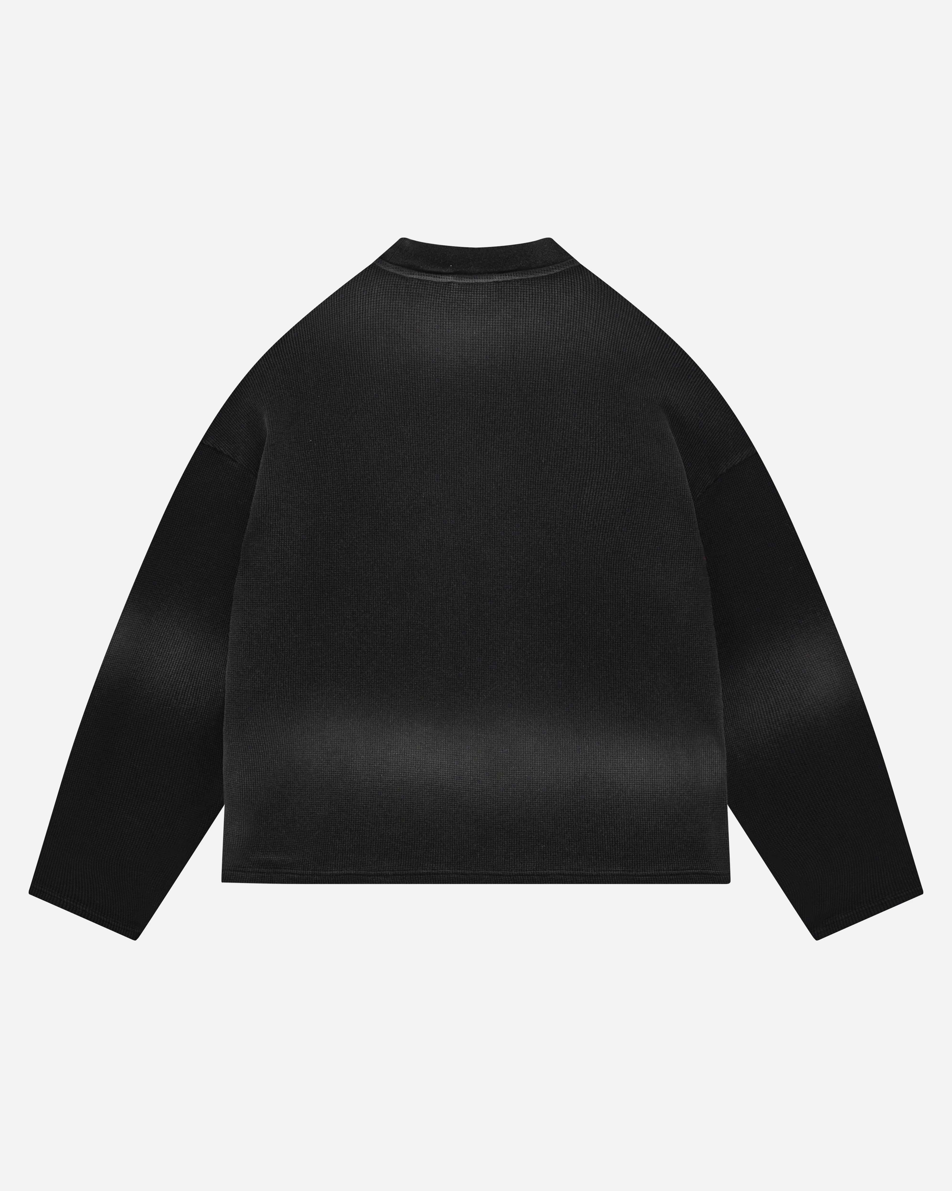 ARC PRINT WAFFLE LONG SLEEVE T-SHIRT - SUN FADE BLACK - Image 2